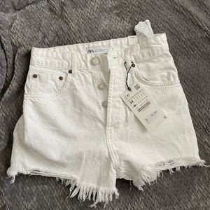 Zara White High Rise Shorts